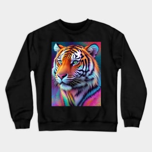 Vibrant Tie Dye Tiger Pattern Crewneck Sweatshirt